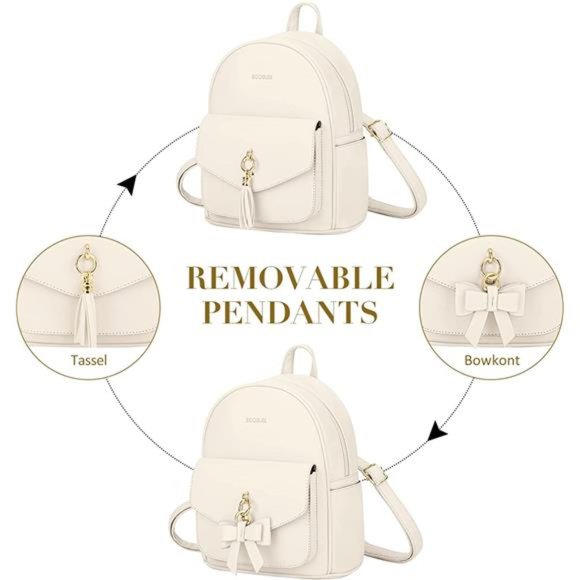 Mini Backpack for Women Cute Bowknot Small Backpack Purse Ladies Leather Bookbag - Picture 5 of 6